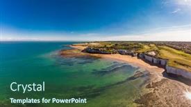  Presentation with drone - PPT theme enhanced with drone-aerial-view background and a ocean colored foreground