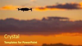  Presentation with drone - Presentation theme featuring drone-against-the-background background and a tawny brown colored foreground