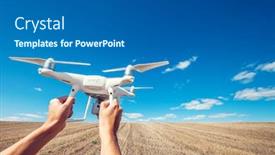  Presentation with drone - Slides with drone and photographer woman hands background and a gray colored foreground