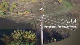  Presentation with flight - PPT theme consisting of drone-and-power-line-flight background and a gray colored foreground