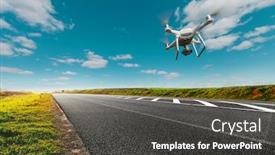  Presentation with controls - Cool new slides with drone-and-transportation-drone backdrop and a dark gray colored foreground