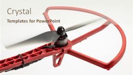  Presentation with electric motor - Presentation design with drone-arm-with-an-electric background and a sky blue colored foreground