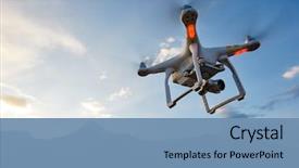  Presentation with drone - PPT layouts having drone copter flying with digital background and a teal colored foreground