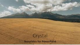  Presentation with mountain view - Slide deck featuring drone-flight-above-yellow-wheat background and a  colored foreground