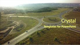  Presentation with freeway - Theme consisting of drone flight view of freeway background and a tawny brown colored foreground