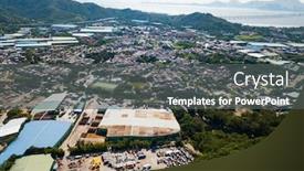  Presentation with hong kong - Cool new presentation design with drone-fly-over-hong-kong backdrop and a dark gray colored foreground