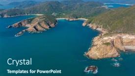  Presentation with hong kong - Theme with drone-fly-over-hong-kong background and a ocean colored foreground