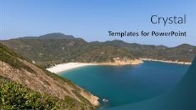  Presentation with hong kong - Slide set with drone-fly-over-hong-kong background and a light blue colored foreground