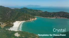  Presentation with hong kong - Presentation theme featuring drone-fly-over-hong-kong background and a ocean colored foreground