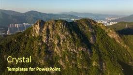  Presentation with hong kong - Slide deck featuring drone-fly-over-hong-kong background and a tawny brown colored foreground