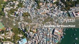  Presentation with hong kong - PPT theme enhanced with drone-fly-over-hong-kong background and a gray colored foreground