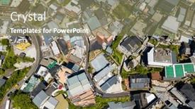  Presentation with fly - Slides with drone-fly-over-jiufen-village background and a coral colored foreground