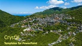  Presentation with taiwan - Presentation featuring drone-fly-over-jiufen-village background and a tawny brown colored foreground