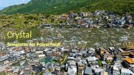  Presentation with fly - PPT theme enhanced with drone-fly-over-jiufen-village background and a tawny brown colored foreground