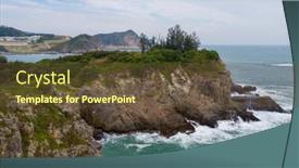  Presentation with ocean wave - Beautiful presentation theme featuring drone-fly-over-ocean-wave backdrop and a tawny brown colored foreground