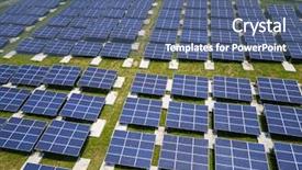  Presentation with solar power plant - Cool new presentation theme with drone fly over solar power backdrop and a ocean colored foreground