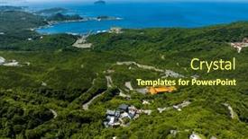  Presentation with taiwan - Presentation theme with drone-fly-over-taiwan-jiufen background and a tawny brown colored foreground