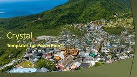  Presentation with taiwan - Theme enhanced with drone-fly-over-taiwan-jiufen background and a tawny brown colored foreground