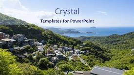  Presentation with taiwan - PPT theme enhanced with drone-fly-over-taiwan-jiufen background and a sky blue colored foreground