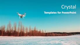  Presentation with snow day - Presentation design with drone-flying-above-field-covered background and a teal colored foreground