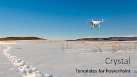  Presentation with snow day - Cool new presentation design with drone-flying-above-field-covered backdrop and a light gray colored foreground