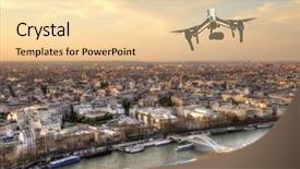  Presentation with paris - Slide deck with drone flying above paris city background and a lemonade colored foreground