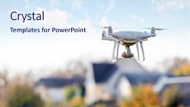  Presentation with drone technology - Cool new presentation theme with drone flying front of home backdrop and a sky blue colored foreground