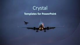  Presentation with commercial - Slides having drone-flying-near-commercial-airplane background and a ocean colored foreground