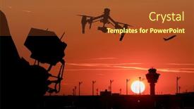  Presentation with commercial - Colorful theme enhanced with drone-flying-near-commercial-airplane backdrop and a tawny brown colored foreground