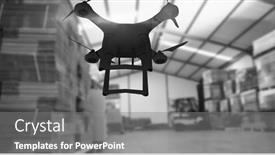  Presentation with drone technology - Presentation featuring drone-flying-over-a-warehouse background and a gray colored foreground