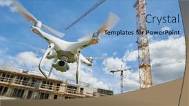  Presentation with construction site construction - Theme enhanced with drone-flying-over-construction-site background and a teal colored foreground