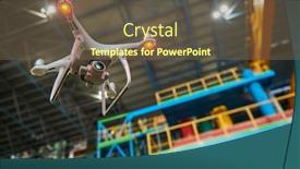  Presentation with power plant industrial - Audience pleasing slide deck consisting of drone inspecting equipment of industrial power plant backdrop and a tawny brown colored foreground