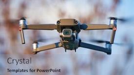  Presentation with drone - Presentation theme consisting of drone-midflight-closeup-outdoor-flying background and a light blue colored foreground