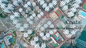  Presentation with global transportation - PPT layouts enhanced with drone of a hongkong global background and a light gray colored foreground