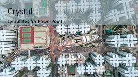  Presentation with global transportation - Colorful PPT theme enhanced with drone of a hongkong global backdrop and a light blue colored foreground