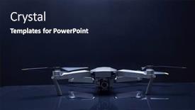  Presentation with drone - PPT theme with drone-on-a-dark-surface background and a navy blue colored foreground