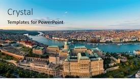  Presentation with hungary - Amazing theme having drone-photo-panorama-of-buda backdrop and a light blue colored foreground
