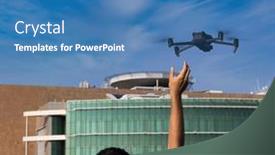  Presentation with uav - PPT theme with drone-pilot-catching-the-drone background and a  colored foreground