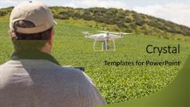  Presentation with uav - PPT theme enhanced with drone pilot flying and gathering background and a gold colored foreground