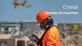  Presentation with construction site construction - Presentation design featuring drone-pilot-on-a-construction background and a teal colored foreground