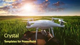  Presentation with drone green and black - Colorful presentation theme enhanced with drone quad copter on green backdrop and a tawny brown colored foreground