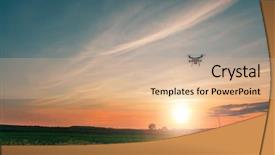  Presentation with corn field - PPT layouts consisting of drone quad copter on green background and a coral colored foreground