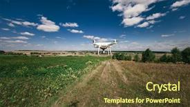  Presentation with drone technology green and black - Slide set with drone quad copter on green background and a tawny brown colored foreground