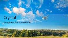  Presentation with corn field - PPT theme featuring drone quad copter on green background and a light blue colored foreground