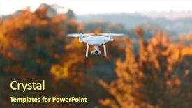  Presentation with drone technology green and black - Presentation theme enhanced with drone quad copter on green background and a tawny brown colored foreground