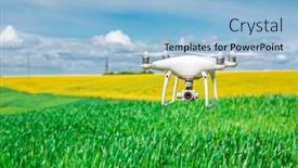  Presentation with corn field - Colorful presentation enhanced with drone quad copter on green backdrop and a light blue colored foreground