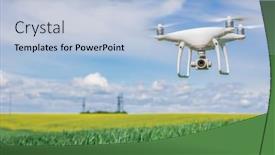  Presentation with corn field - Audience pleasing slide deck consisting of drone quad copter on green corn field backdrop and a light blue colored foreground