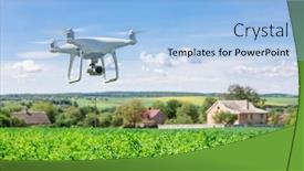  Presentation with corn field - PPT theme featuring drone quad copter on green corn field background and a light blue colored foreground