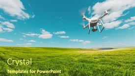  Presentation with corn field - Slides enhanced with drone-quad-copter-on-green background and a tawny brown colored foreground