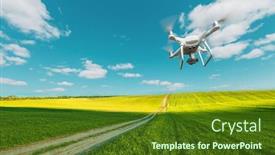  Presentation with corn field - Theme with drone-quad-copter-on-green background and a tawny brown colored foreground
